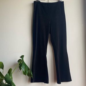 UO Black Velvet Corduroy Flare Trousers